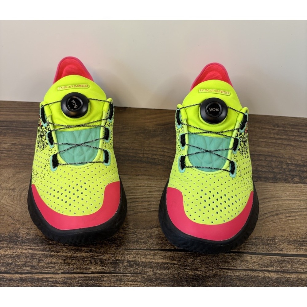Under Armour UA SlipSpeed Women's 6 Men's 4.5 Running Shoes Hot Pink Lime Yellow